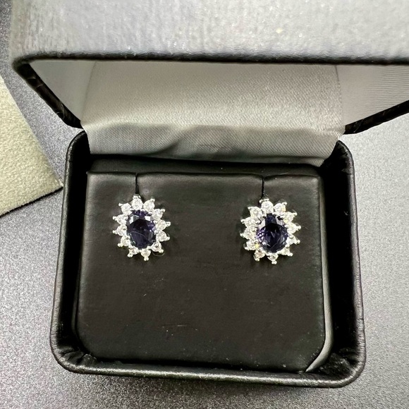 NIB S925 Stamped Silver Amethyst & Zircon Earrings - Picture 11 of 12